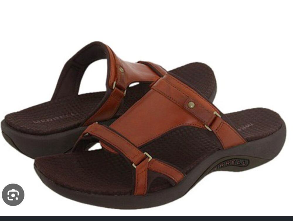 Merrell Gladi Autumn Leather Slide Sandals Women's US 11 Brown Comfort